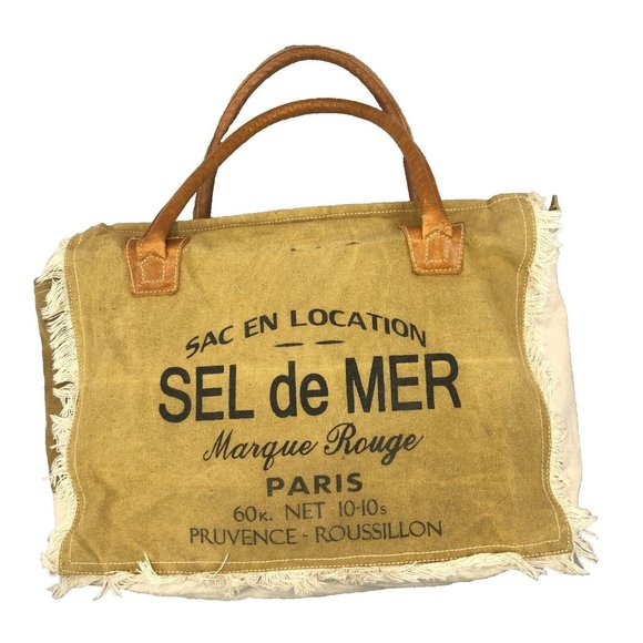 Myra Bag Sel De Mer Upcycled Canvas Graphic Womens Shoulder Bag Leather Straps - Picture 1 of 16